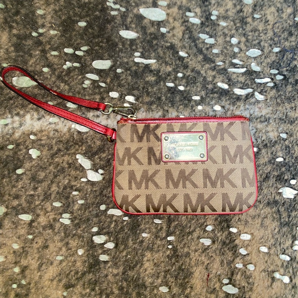 MICHAEL KORS Red Logo Wristlet